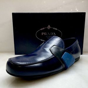 NEW NEVER WORN MENS NAVY PRADA SHOES size 11 Prada 10 RUBBER ACCENT CASUAl CLASS